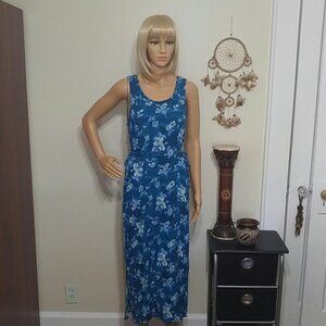Sleeveless teal floral maxi dress size 12